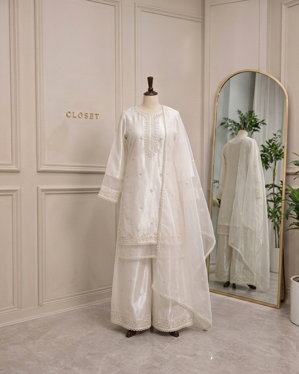 Embroided 3 PC Silk suit 13999 PKR Embroidered 3-piece silk suit - Image 1