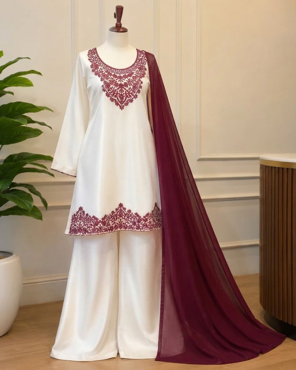 embroided shrt silk 3PC 7999 PKR Embroidered Silk Shirt – 3-Piece - Image 1