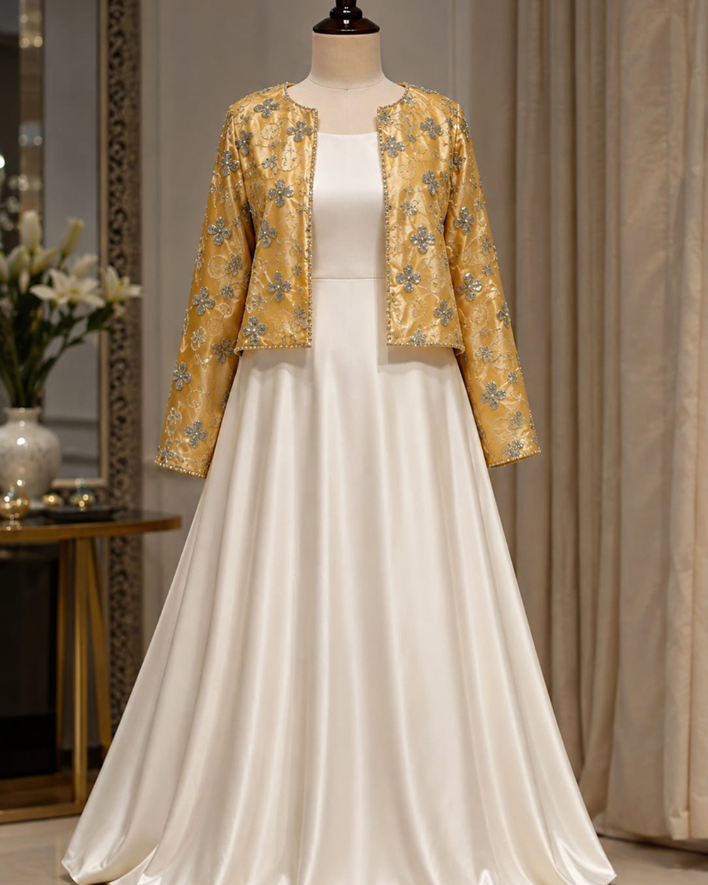 simple rasgmi Macsi 6999 PKR Simple Silk Maxi with Jacket - Image 1