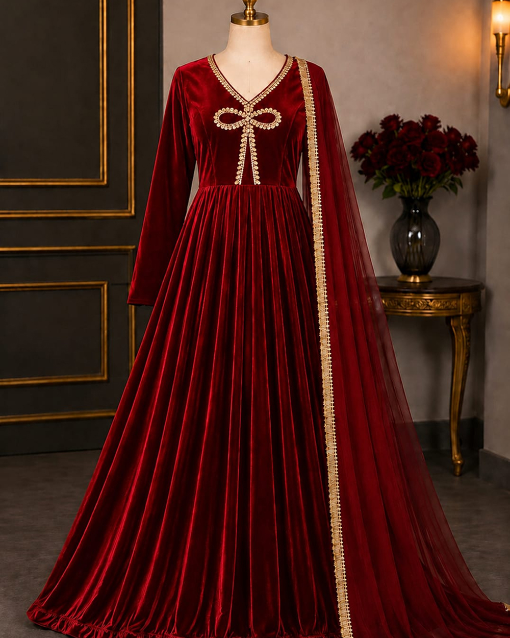 velvat Mcsi 2 PC 8000 PKR Velvet Maxi – 2-Piece - Image 1